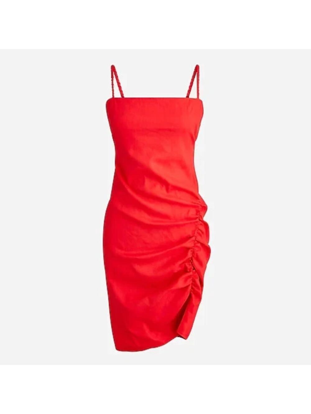 J.Crew Collection Red Ruched Strappy Cocktail Party Sheath Dress 14 NWT $285